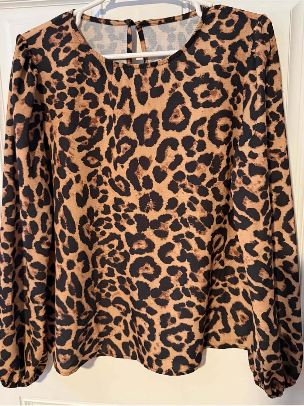 Leopard Print Long-Sleeve Women’s Blouse - Brown/Black